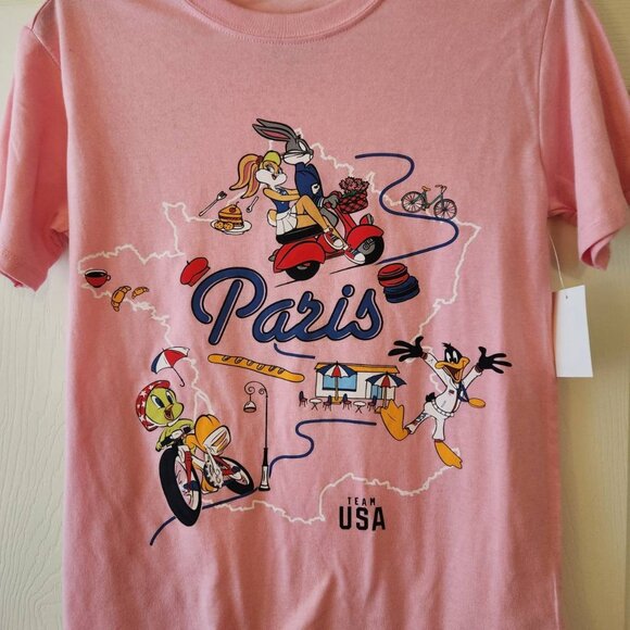 Looney Tunes Paris Pink T-Shirt Team USA Graphic Tee S - Picture 2 of 6
